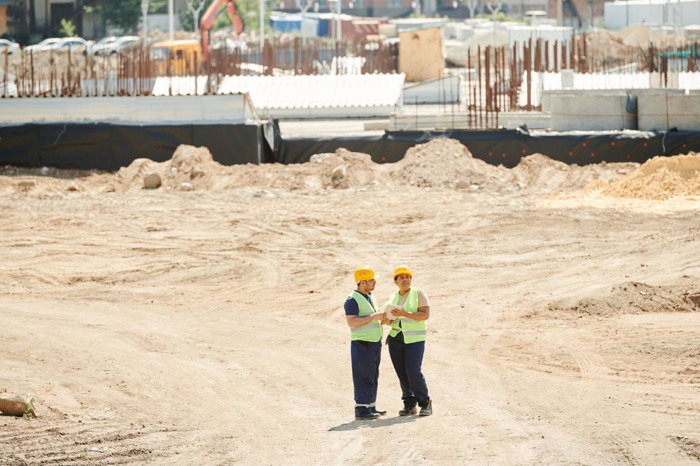 Engineering construction site workers