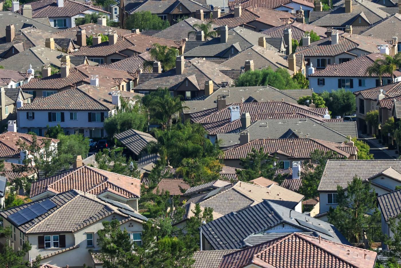 Residential neighborhood homes aerial