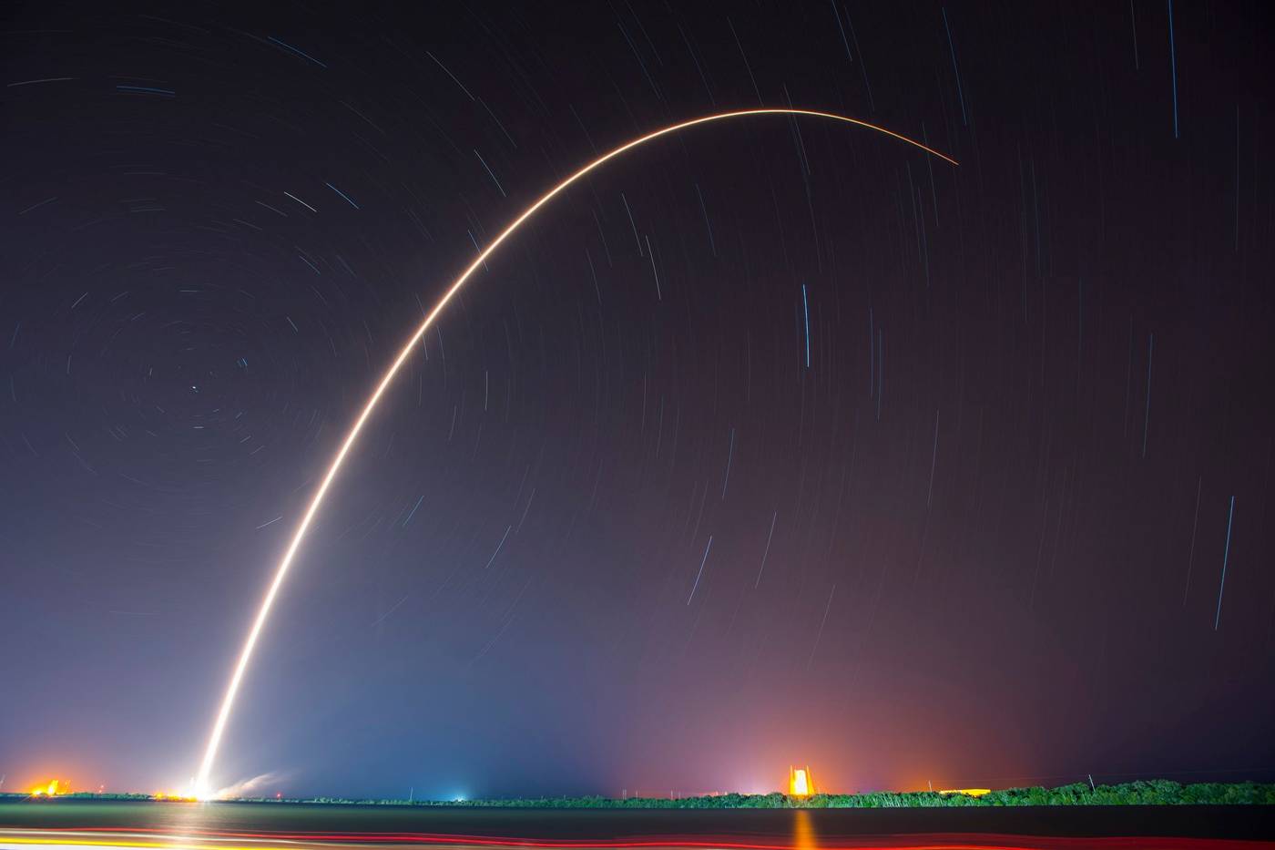 Rocket launch night sky