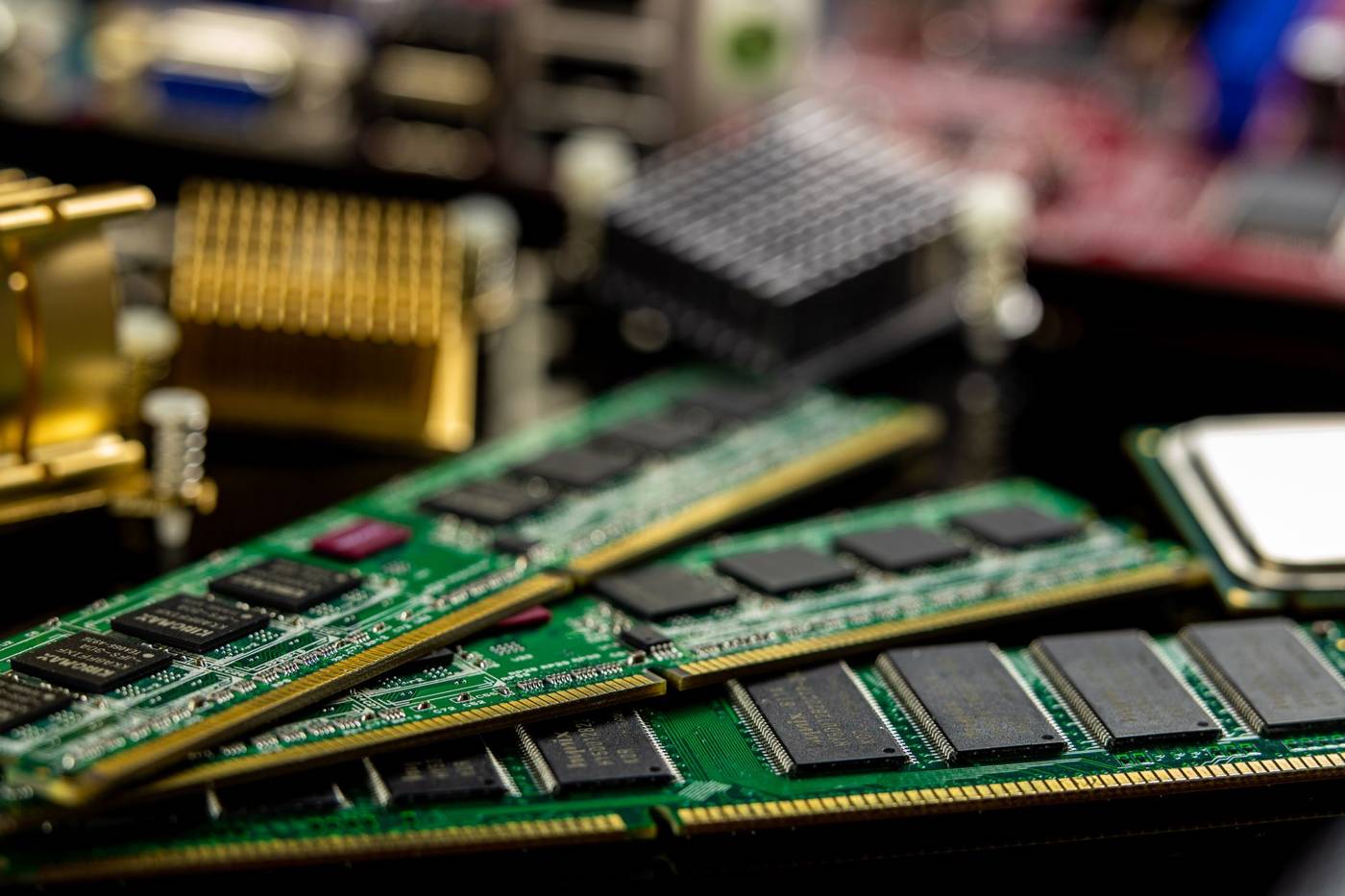 Semiconductor memory chips close-up