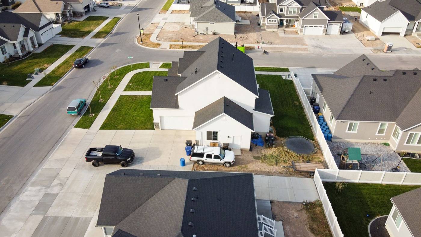 Single family homes neighborhood aerial