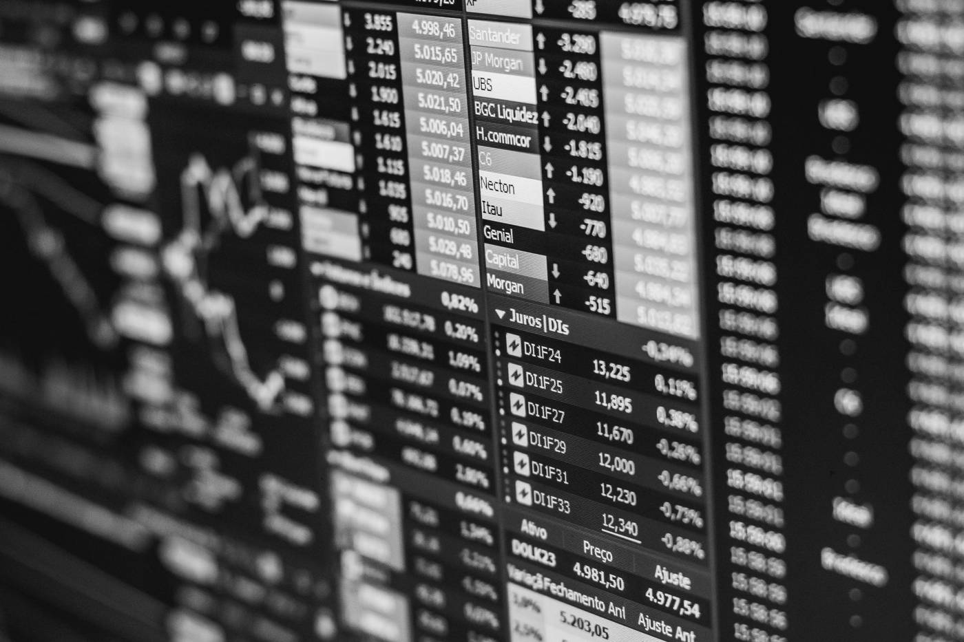 Stock market earnings report screen