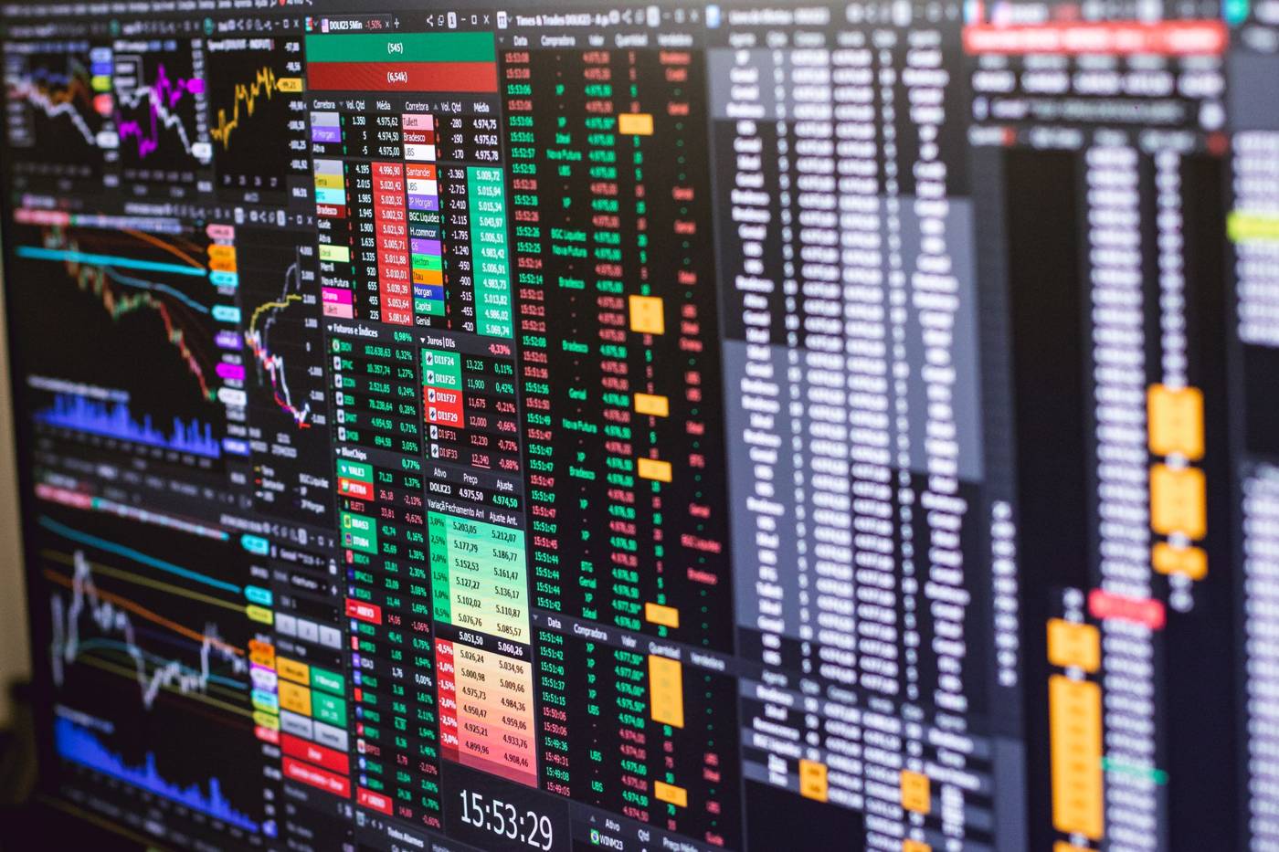 Stock market premarket trading screens