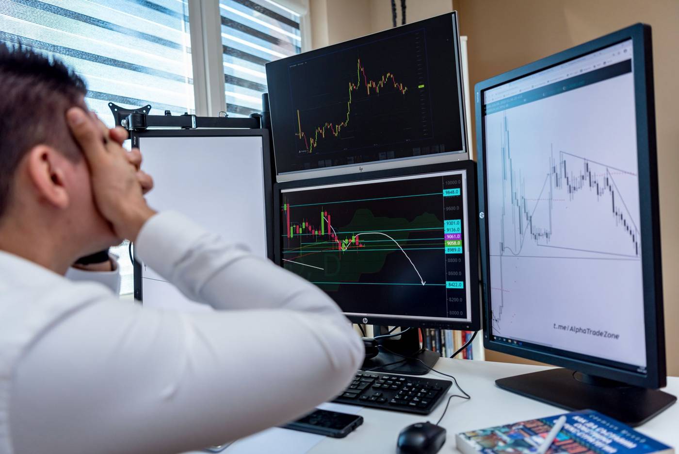Wall street stock trader monitors